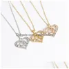 Pendant Necklaces Fashion Hand In Mom Crystal Love Heart Shape Gold Sier Chains For Women Mothers Day Jewelry Gift Drop Delivery Pend Dhtfi