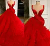2023 Rode prom -jurken Mermaid Sweep trein mouwloze ruches ruches op maat gemaakte avondjurk formele gelegenheid slijtage vestidos plus maat