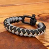 Link Chain MKENDN MEN U Vorm Survival Bracelet Outdoor Handweven omgekeerde schaal Rope armband voor vrouwen Zwarte roestvrijstalen sport Buckle G230222