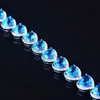 Lien Chaîne De Mode Coeur Bracelet De Luxe Incrustation Bleu AAA Cubique Zircon Romantique Coeur De La Mer Charme Bijoux En Argent Pour Les Femmes De Noce G230222