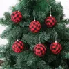 Décoration de fête 6pcs boules suspendues de Noël treillis imprimé boule arbre de Noël léger pendentif année décor à la maison Navidad 2023 # t2p