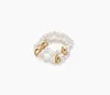 Cluster Rings Simple And Light Luxury Temperament Natural Double Layer Freshwater Pearl Personality Stacked Ring All Match Index Finger