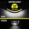 Strålkastare LED Head Light 230 ° bredstråle USB-uppladdningsbara strålkastarlampor för att köra camping