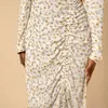 Etnische kleding vrouwen 3D bloemen bedrukte moslim elegante avond islamitische bloemen stroping maxi lange jurk