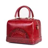 Bolsas de ombro de ombro Red Bolsas étnicas Retro Real Leather Fashion Bolsa Crossbody Bag feminina Mensageiro Vintage Ladies Bolsos Mujer