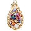 Pendant Necklaces Gold Tone Multicolor Gravel Minerals Healing Crystal Stone Charms For Jewelry Making Women Men Necklace AccessoriesPendant