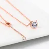 Chaînes TENGTENGFIT petit pendentif rond en zircon cubique accessoires de cou pour femmes élégantes couleur or Rose bijoux en cristal coloré