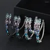 Hoop Earrings OMYFUN Factory Luxury Brincos Female Mix Color Crystal Aretes Style Gold Silver Black Earring For Wedding E001