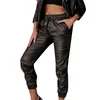 Women's Pants Chocolate Bodysuit Women Women's Autumn And Winter Solid Color Lacing Sexy Pu Leather Casual Small Leg