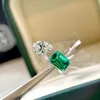 Wedding Ring Girl Imitation Emerald Tourmaline Princess Square Love Heart Zircon White Plated Plated Opening Ring Wedding Party Jewelry Gift Justerbar