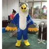 Costume de mascotte d'oiseau blanc et bleu en fourrure longue, robe de soirée fantaisie d'Halloween et de Noël, tenue de personnage de dessin animé, tenue de carnaval unisexe pour adultes