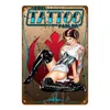 Festival Tattoo Girl Metal målning Poster Sexig pin Up Girl Metal Signs Wall Sticker Art Målning Plack Room Shop Decor Tattoo Shop Decoration Storlek 30x20 W01