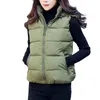 Gilets pour femmes Veste sans manches chic Fermeture à glissière Patte de coupe 3D Pardessus Femmes Hiver Solide Chapeau Amovible Chaud Coton Rembourré Gilet