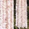 Kwiaty dekoracyjne 1 szt. Wisteria girland sztuczny jedwabny winorośl kwiatowy do domu biała dekoracja ogrodu ślubnego rattan wisząca ściana fałszywa