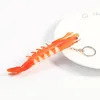 Keychains Simulation Straight Shrimp Jiwei Seafood Prawn PVC Resin Key Chain April Fools Spoof Props Wallet Car Pendant Jewelry