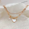 Chain Womens Stainless Steel Fashion Jewelry Women Bangle Link Chains Bracelets Heart Pearl Pendant Silver Rose Gold Color 05