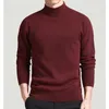 Tshirts masculina Men suéter Pullovers sólidos Mock Neck Spring e Autumn Weat Moda fina Tamanho da camiseta M a 4xl 230223