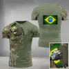 Herren T-Shirts 2023 Brasilien Sommer Herren T-Shirts Veteranen Nationalflagge Tops T-Shirt Kurzarmshirt 3D-Druck Grafik T-Shirt Übergroß