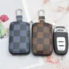 Car Keys Holder Bag Key Chains Ring Black Brown Flower Plaid PU Leather Case Keychain Silver Metal Keyrings Accessories Fashion Design Pouches Pendant Jewelry Gifts