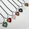 Collane con ciondolo Stile 3 Pz / lotto Pietra naturale Agate di cristallo Giada Amore Guarigione Reiki Cuore semiprezioso Collana con corda personalizzata