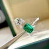 Wedding Ring Girl Imitation Emerald Tourmaline Princess Square Love Heart Zircon White Plated Plated Opening Ring Wedding Party Jewelry Gift Justerbar