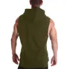 Men's Vests summe Solid Color Casual Muscle Hoodie Tank Top Letter Loose cotton Bodybuilding Sleeveless Hooded Tshirt 230222