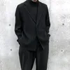 Men's Jackets Miyake Pleated Men Suit Jacket Coats Basic Drape Casual Simple Button Black Blazers 230223