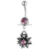 Navel Bell -knappringar D0697 Flower Belly Ring Mix Colors Drop Leverans smycken Body Dhgarden Dhn4q