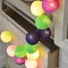 Strängar färgglada bomullsbollar led strängbelysning jul fairy trädgård för hem sovrum utomhus semester bröllop xmas festdekor