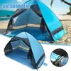 Tenten en schuilplaatsen Nieuw pop -up tent automatische instant tent draagbare strandt tent waterdichte zon schuilplaats voorste mesh deur ontwerp J230223