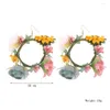 Dangle Earrings Boho Hyperbole Summer Wreath Circle INS Yellow Pink Flowers Plant Pendant Drop Earring Jewelry Charms