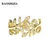 Cluster anneaux baoshijia solide 18k jaune doré féminin de feuille naturelle anneau diamant bijoux personnalisé vintage luxe antique généreux
