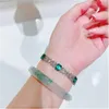 Romantic Lab Emerald Diamond Bangle Bracelet 925 Sterling silver Wedding Bracelets For Women Bridal Engagement Jewelry Gift