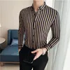 Camicie casual da uomo Masculina Camicie primaverili Abito da uomo a righe verticali Streetwear Camicia da uomo slim Camicia casual a maniche lunghe Chemise Homme Camicia da smoking 230223