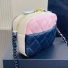 Projektant kobiet pikowany patchwork Mini torba na aparat na ramię francja luksusowa marka C 23C mieszanie kolorów skórzana mała walizka torebka na ramię damski pasek z łańcuszkiem torby na bagażnik