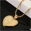Pendant Necklaces Cross For Women Men Copper Goldcolor Prayer Heart Chain Jewelry Drop Delivery Pendants Dhfbe