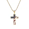 Pendant Necklaces American Usa Flag Cross Necklace Stars Stripes Enamel Jesus Religion Christian Jewelry Drop Delivery Pendants Dhezh