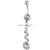 Navel Bell Button Rings D05511 3 Färger Rensa kroppsmycken fin stil Belly Ring 10 PCS Mix Stone Drop Factory Price Delive Dhgarden Dhejx