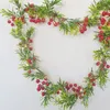 Dekorativa blommor Red Berry Garland Eco-vänliga konstgjorda julkanten Wreath Flower