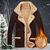 Men's Jackets Coldproof 3D Cutting Fashion Leisure Velvet Lining Imitation Suede Male Coat For Outdoor
