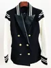 Kvinnors kostymer blazrar high street mode stilfull blazer varsity jacka kvinnors läder ärm lapptäcke lejon knappar blazer 230223