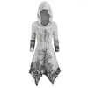 Casual Kleider Plus Größe Gothic Baum Druck Gestrickte Hoodie Kleid Frauen Lange Tunika Herbst Winter Halloween Lace Up Mit Kapuze 5XL