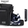 Sacs Duffel TINYAT Hommes Pliant Voyage Portable Femmes Fourre-tout Grande Capacité Étanche Nylon Noir Bagages Mâle 230223