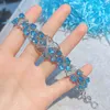 Link Chain Brillian New Luxury Premium Sea Blue CZ Bracelet for Women Boho Jewelry Wedding Prom Bridal Accessories Valentine's Day Gifts G230222