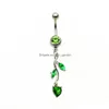 Navelklockknapp ringer D0798 Belly Ring Green Color Drop Leverans smycken Body Dhgarden Dhatw