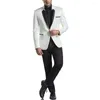 Men's Suits Arrival Men Ivory And Black Groom Tuxedos One Button Groomsmen 2 Pieces Wedding Man ( Jacket Pants Tie ) C998