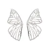 Studörhängen Trendiga ihåliga fjäril för kvinnor Metallguld/silverfärg Stor vingörhängen Uttalande smycken Oorbellen