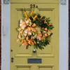 Party Decoration 16'' Easter Rabbit Wreath Spring with Eggs Carrot Window Greenery Garland for Holiday Wedding Garden Front Y2302