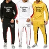 Mens Tracksuits Custom Men Tracksuit Striped HoodiePants 2pieces Set Autumn Winter Jogging Suits Male Sportswear Gym Casual Clothing 230223