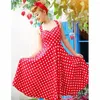 Casual Dresses Summer Sexy Halter Neck Sleeveless Vintage Dress Polka Dot Print Vestidos Retro Cotton Party A-Line